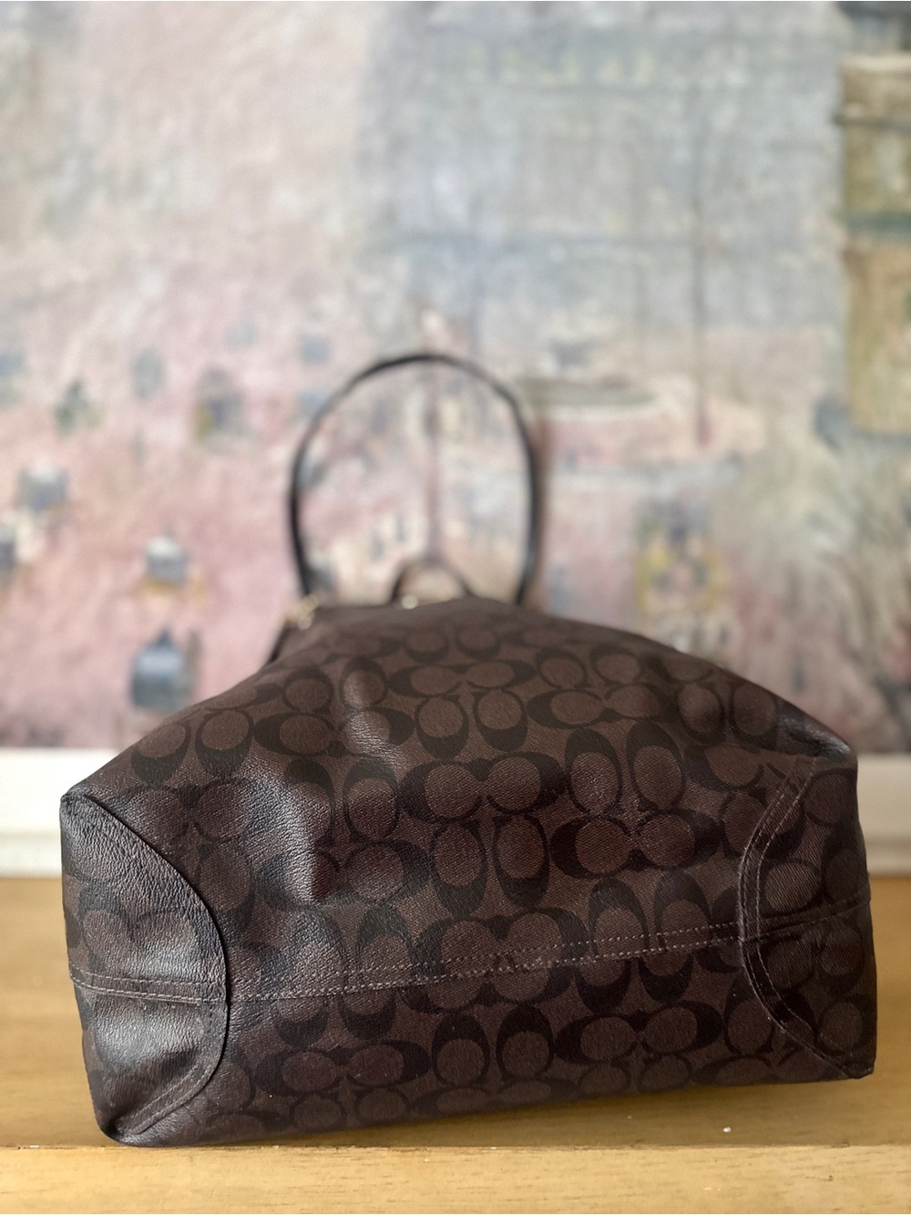 Coach Brown & Black Signature Monogram Vinyl Tote Bag - Reversible - Picture 5 of 7